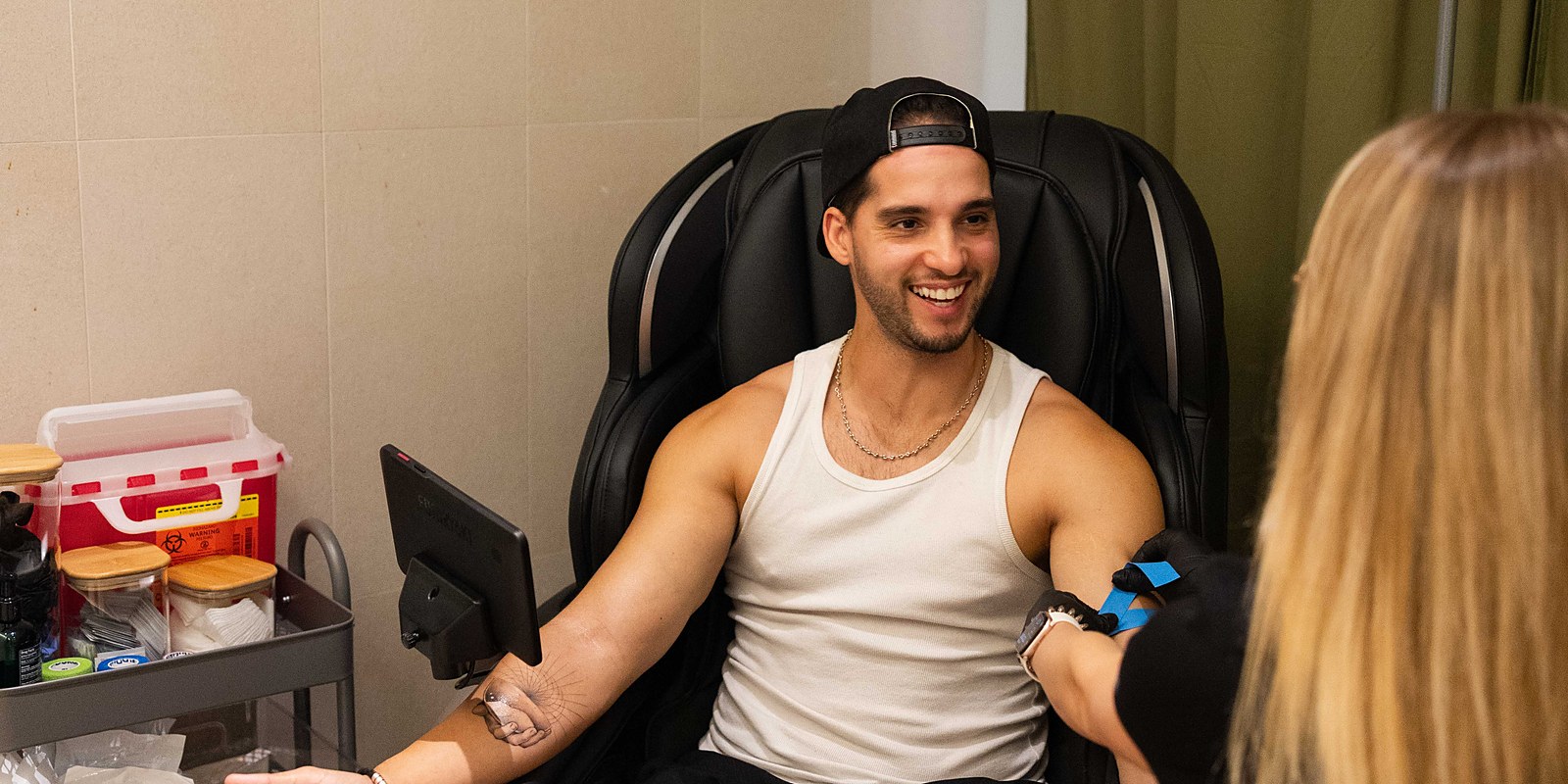A member receiving a doctor-supervised NAD+ IV infusion at Citrin Longevity in West Hollywood, Los Angeles