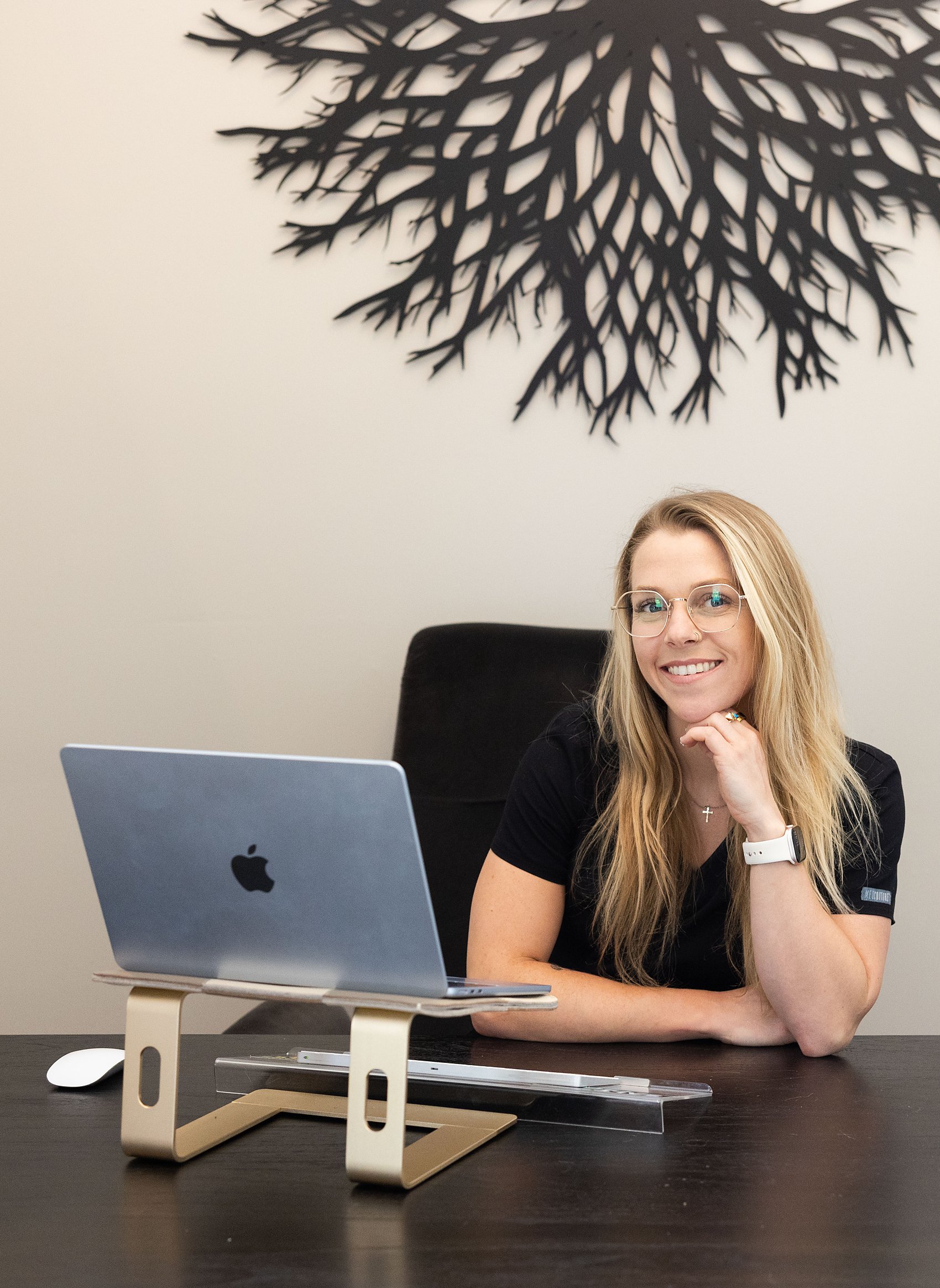 Dr. Haley Moran at her desk during a monthly member consultation, the premium clinical access in the Optimize membership at Citrin Longevity in West Hollywood