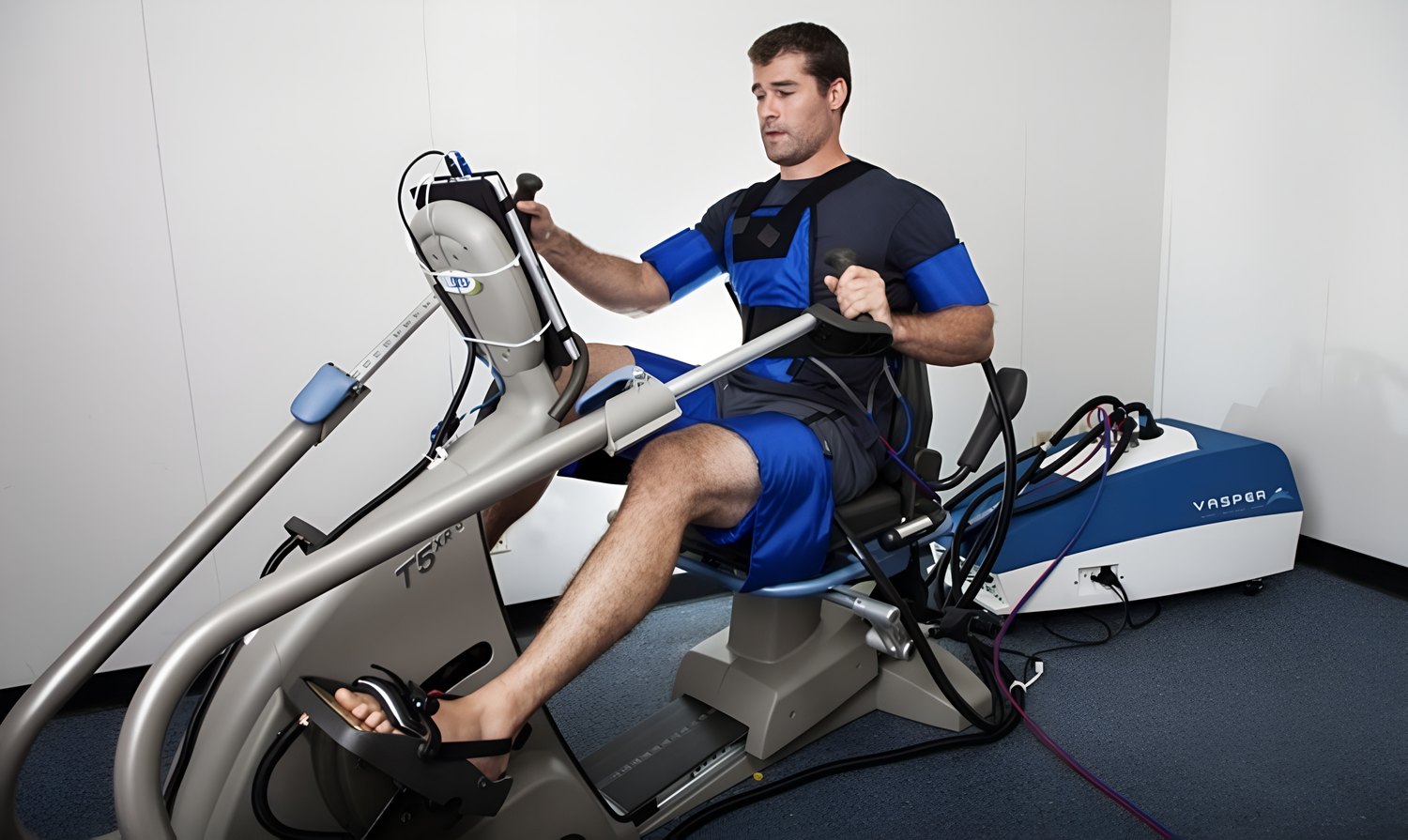 A member training on the VASPER with cooling compression at Citrin Longevity
