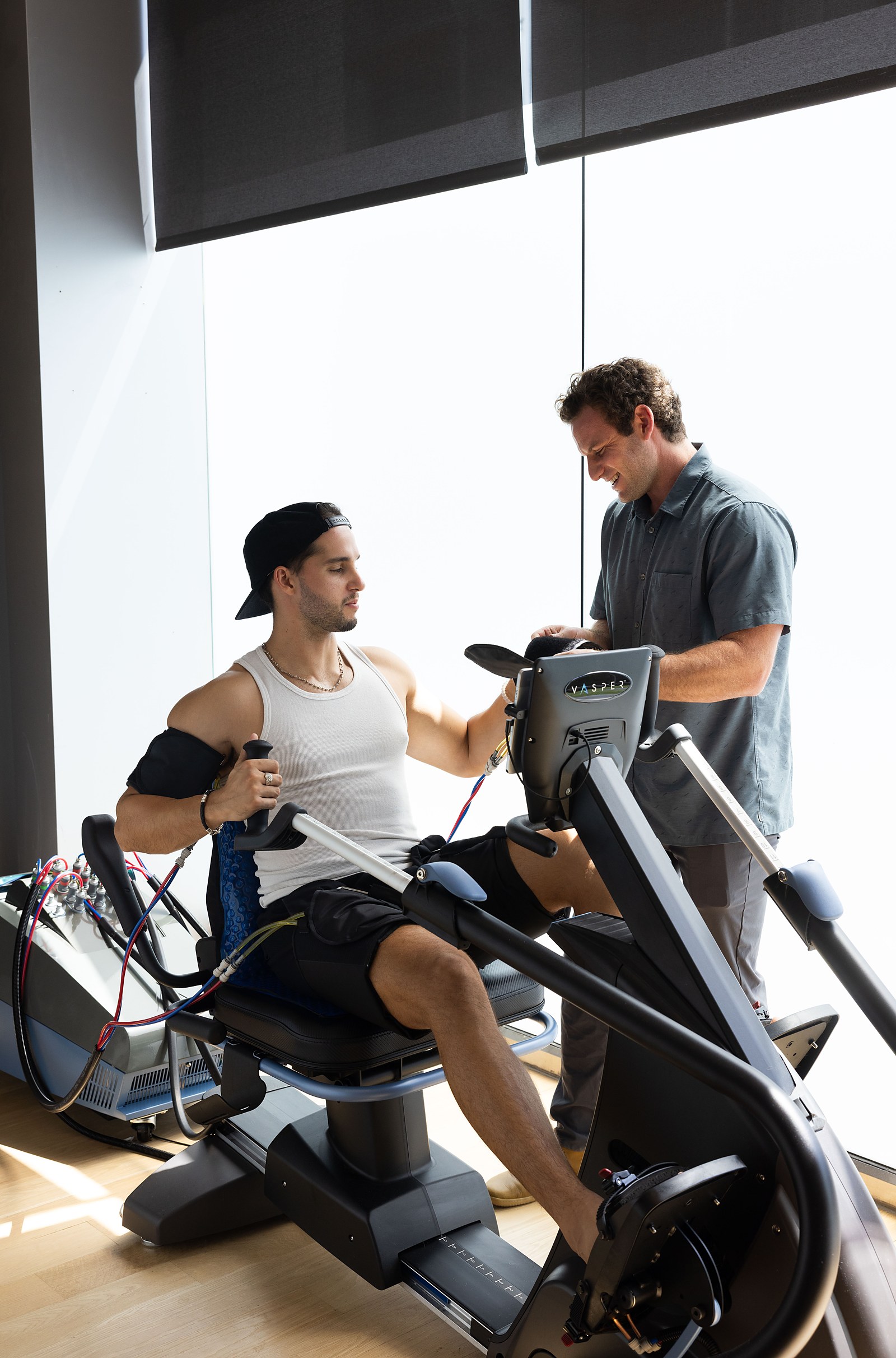 A member training on the VASPER system with a coach at Citrin Longevity in West Hollywood, Los Angeles